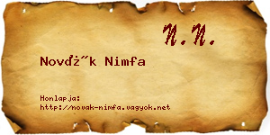Novák Nimfa névjegykártya